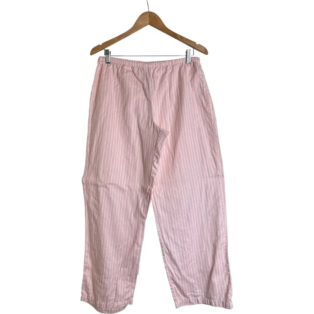 Lauren Ralph Lauren Pink White Stripe Cotton Pajama Set Women’s L EUC